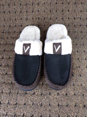 VONMAY Men's Two-Tone Moccasin Slippers | Size 9-10 US | (Black/Coffee) | NWOT